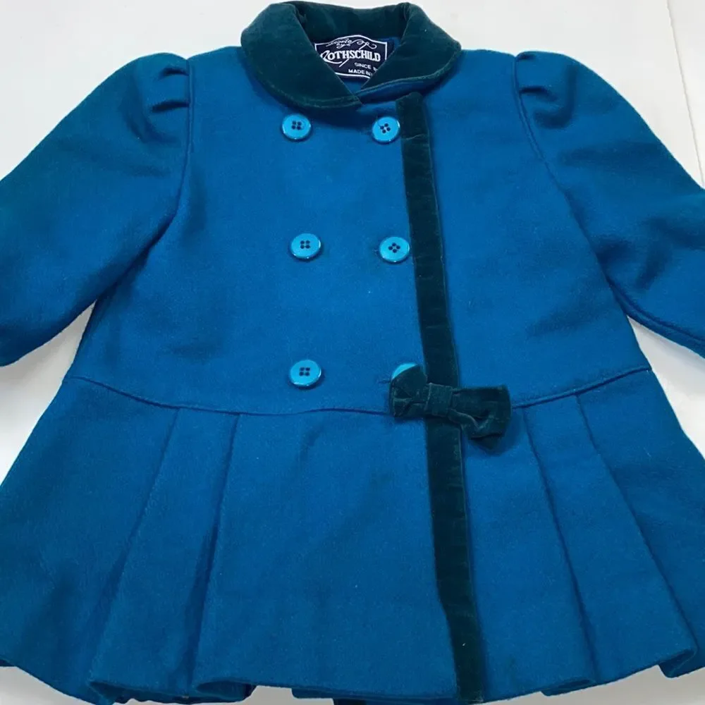 Rothschild VTG ILGWU Girl blue Peat Coat Jacket Size 2T Tailored by Rothschild